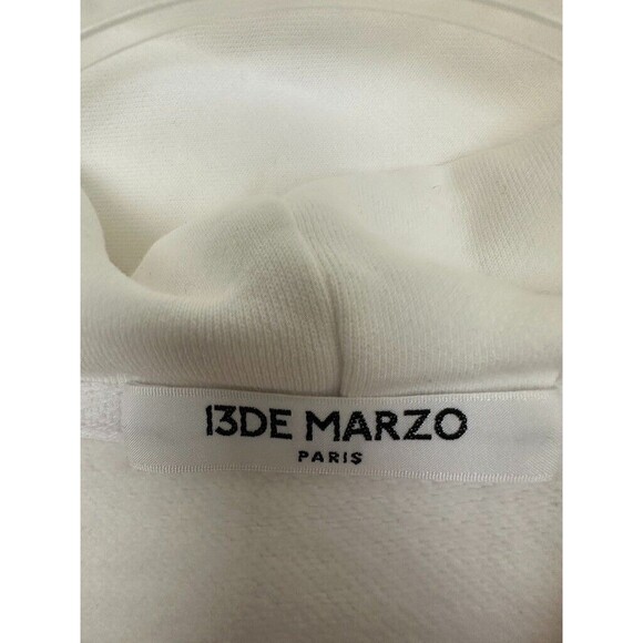 13DE Marzo Hoodie Logo Graphic Oversized Sweatshirt Teddy White Women's Medium - Picture 4 of 7